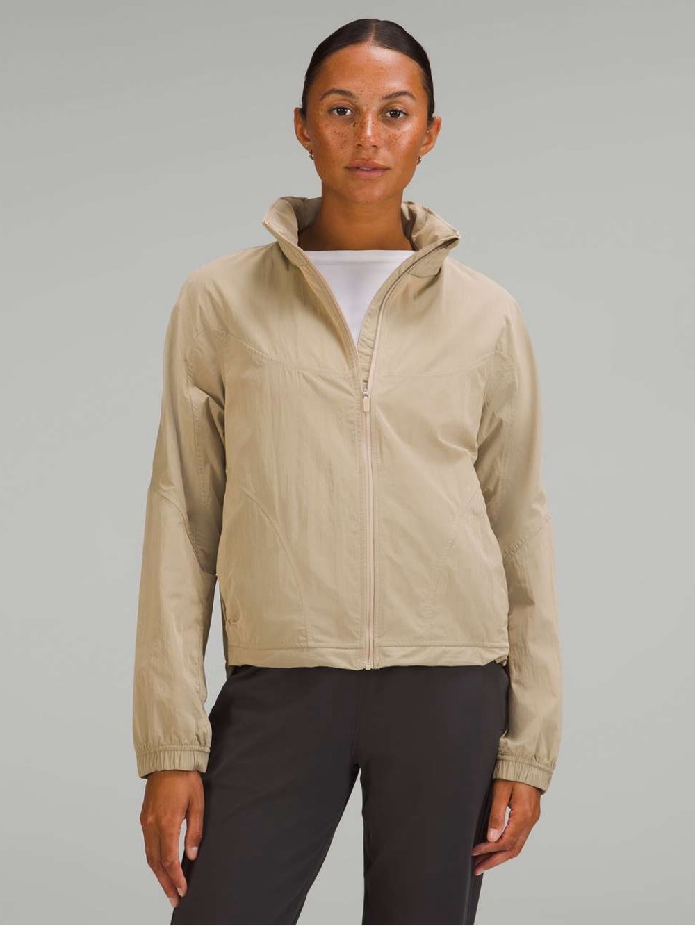 Lululemon Light Weight Hidden Hooded Jacket. Beige. Size 10 . Like New